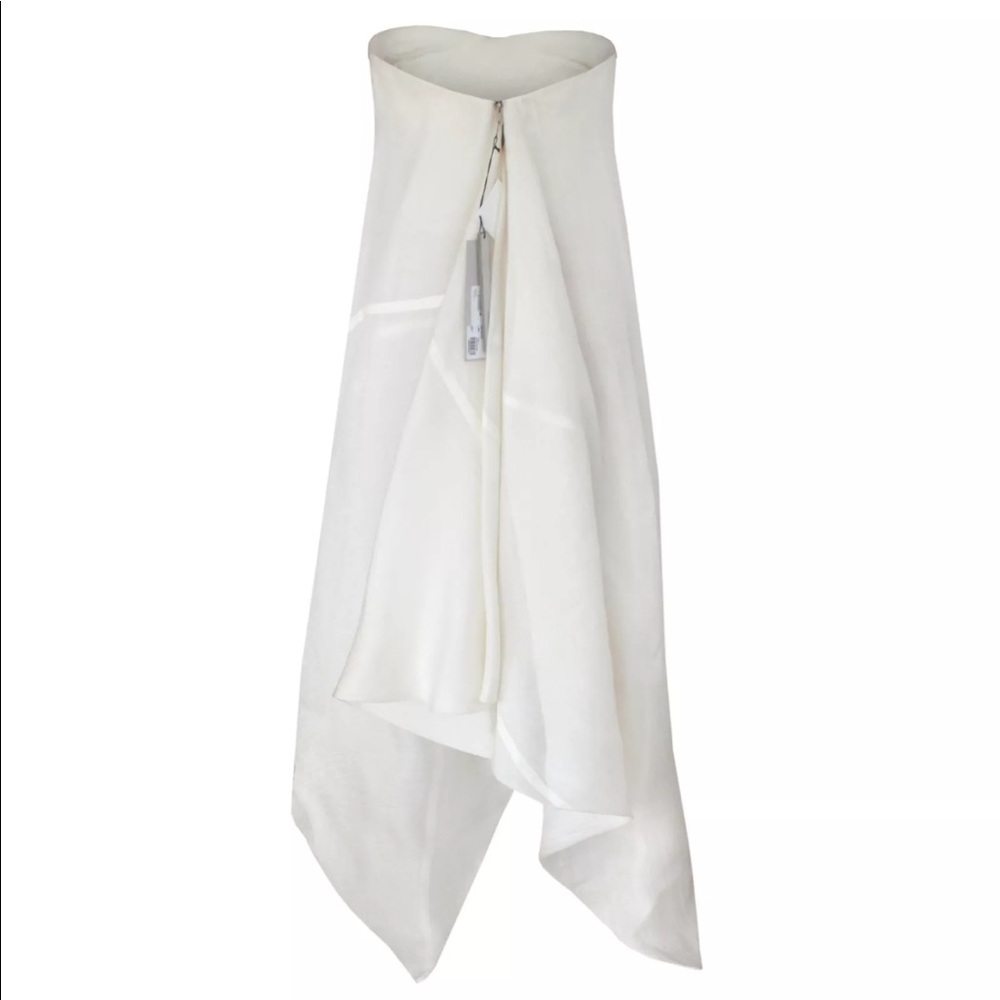 Rick Owens White Strapless Cape Tube Silk Dress